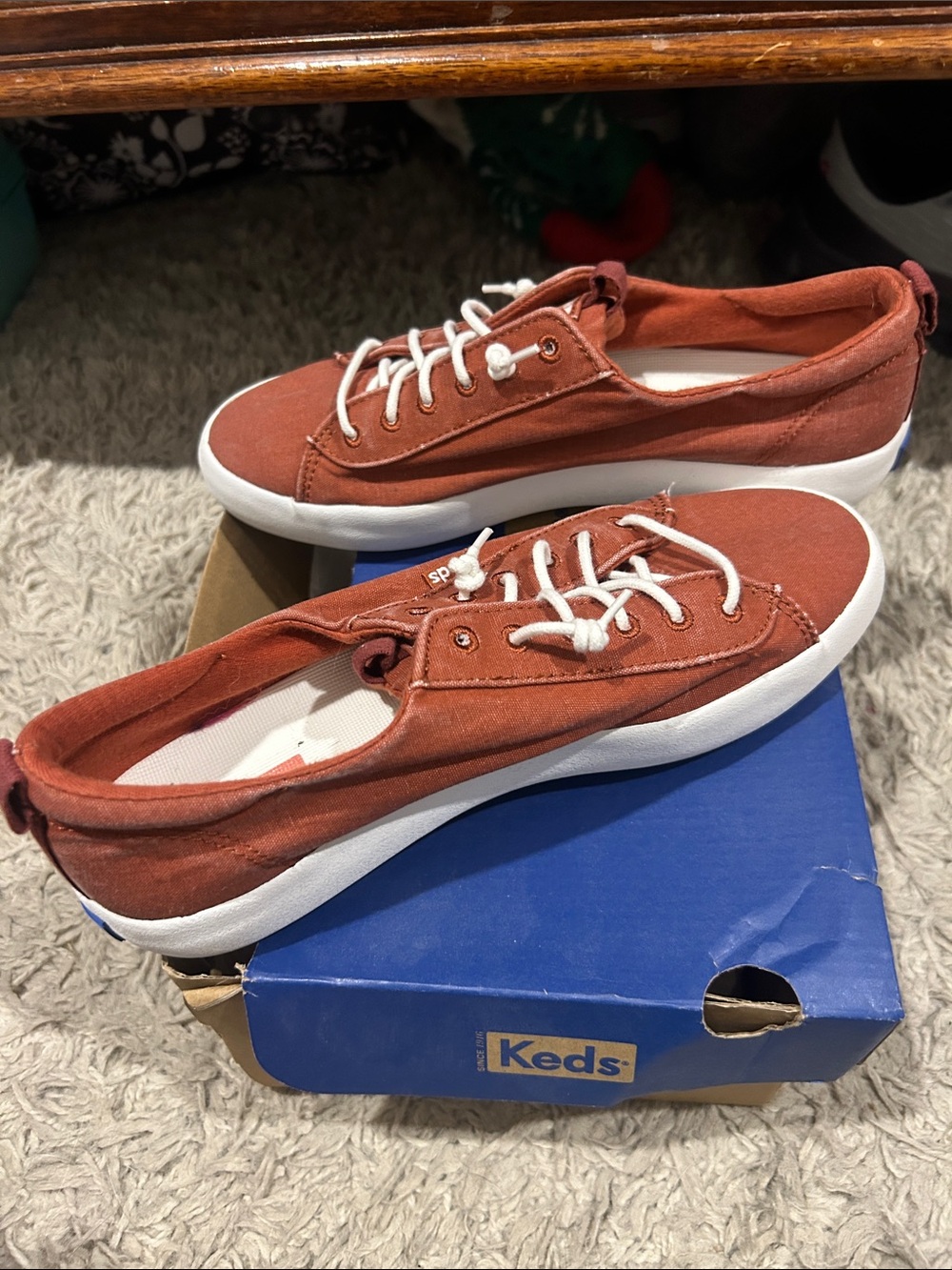 Keds Women's Canvas Lace-Up Sneakers in Rust with White Soles